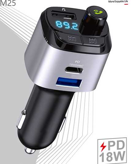 Transmitter αυτοκινήτου με θύρες USB - MP3 Player - M25 PD/USB/Bluetooth - 004765