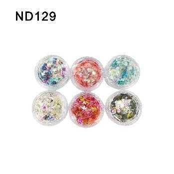 Σετ Glitter νυχιών Nail Art - ND129 - 6pcs - 910556