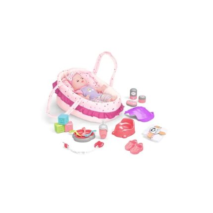 Κούκλα μωρό με κρεβατάκι και αξεσουάρ φροντίδας - WZB9806-3 - 345377